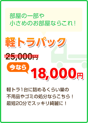 部屋の一部や小さめのお部屋ならこれ！ 軽トラパック